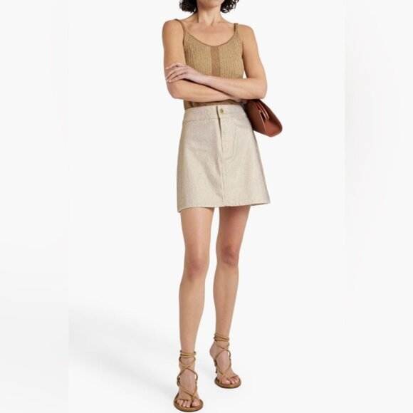 TRIARCHY Ms.Triarchy Crystal Embellished Denim Mini Skirt ORGANIC COTTON Size 24 - Picture 2 of 16